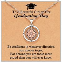 Shonyin Graduation Gifts for Her 2023 Rotate Compass Necklace for Women Girls; Sobriety Gifts for Students Granddaughter Daughter Best Friends Coworke