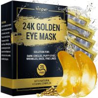 50pcs 24k Gold Under Eye Patches for Dark Circles Puffy Eyes Wrinkles Collagen Under Eye Masks Hydrating Under Eye Gel Pads for Eye Bags for All Skin