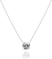 PAVOI 14K Gold Plated Crystal Solitaire 1.5 Carat (7.3mm) CZ Dainty Choker Necklace | Gold Necklaces for Women (Color: White)