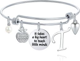 M MOOHAM Teacher Gifts for Women; Teacher Bracelet Teacher Appreciation Gifts End of Year Teacher Gifts for Teachers on Teachers Day (Style: T)
