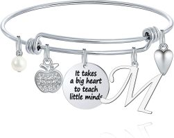 M MOOHAM Teacher Gifts for Women; Teacher Bracelet Teacher Appreciation Gifts End of Year Teacher Gifts for Teachers on Teachers Day (Style: M)