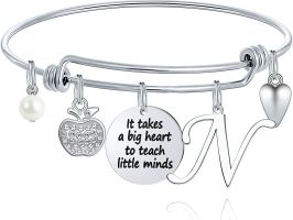 M MOOHAM Teacher Gifts for Women; Teacher Bracelet Teacher Appreciation Gifts End of Year Teacher Gifts for Teachers on Teachers Day (Style: N)