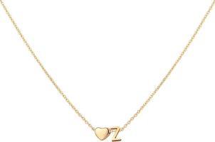 Glimmerst Initial Heart Necklace; 18K Gold Plated Stainless Steel Tiny Heart Letter Necklace Personalized Monogram Name Necklace for Women Girls (Color: Z)