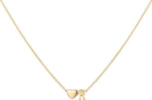 Glimmerst Initial Heart Necklace; 18K Gold Plated Stainless Steel Tiny Heart Letter Necklace Personalized Monogram Name Necklace for Women Girls (Color: R)