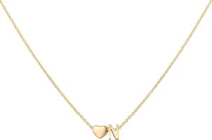 Glimmerst Initial Heart Necklace; 18K Gold Plated Stainless Steel Tiny Heart Letter Necklace Personalized Monogram Name Necklace for Women Girls (Color: N)