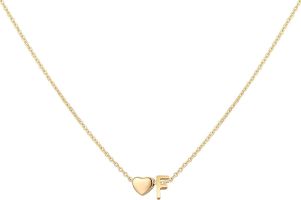 Glimmerst Initial Heart Necklace; 18K Gold Plated Stainless Steel Tiny Heart Letter Necklace Personalized Monogram Name Necklace for Women Girls (Color: F)