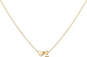 Glimmerst Initial Heart Necklace; 18K Gold Plated Stainless Steel Tiny Heart Letter Necklace Personalized Monogram Name Necklace for Women Girls (Color: E)