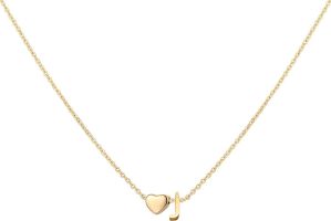 Glimmerst Initial Heart Necklace; 18K Gold Plated Stainless Steel Tiny Heart Letter Necklace Personalized Monogram Name Necklace for Women Girls (Color: J)