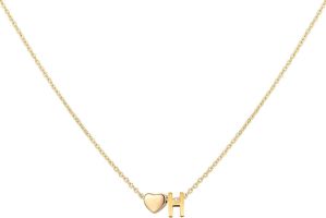 Glimmerst Initial Heart Necklace; 18K Gold Plated Stainless Steel Tiny Heart Letter Necklace Personalized Monogram Name Necklace for Women Girls (Color: H)