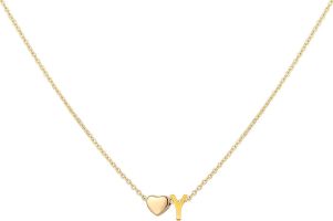 Glimmerst Initial Heart Necklace; 18K Gold Plated Stainless Steel Tiny Heart Letter Necklace Personalized Monogram Name Necklace for Women Girls (Color: Y)