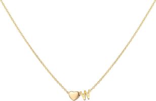 Glimmerst Initial Heart Necklace; 18K Gold Plated Stainless Steel Tiny Heart Letter Necklace Personalized Monogram Name Necklace for Women Girls (Color: W)