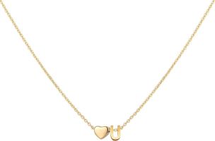 Glimmerst Initial Heart Necklace; 18K Gold Plated Stainless Steel Tiny Heart Letter Necklace Personalized Monogram Name Necklace for Women Girls (Color: U)