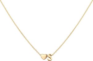 Glimmerst Initial Heart Necklace; 18K Gold Plated Stainless Steel Tiny Heart Letter Necklace Personalized Monogram Name Necklace for Women Girls (Color: S)