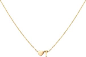 Glimmerst Initial Heart Necklace; 18K Gold Plated Stainless Steel Tiny Heart Letter Necklace Personalized Monogram Name Necklace for Women Girls (Color: T)