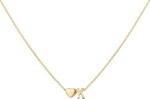 Glimmerst Initial Heart Necklace; 18K Gold Plated Stainless Steel Tiny Heart Letter Necklace Personalized Monogram Name Necklace for Women Girls (Color: K)
