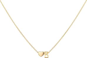 Glimmerst Initial Heart Necklace; 18K Gold Plated Stainless Steel Tiny Heart Letter Necklace Personalized Monogram Name Necklace for Women Girls (Color: B)