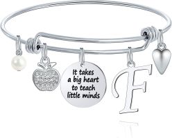 M MOOHAM Teacher Gifts for Women; Teacher Bracelet Teacher Appreciation Gifts End of Year Teacher Gifts for Teachers on Teachers Day (Style: F)