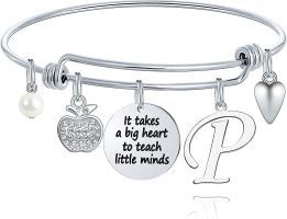 M MOOHAM Teacher Gifts for Women; Teacher Bracelet Teacher Appreciation Gifts End of Year Teacher Gifts for Teachers on Teachers Day (Style: P)