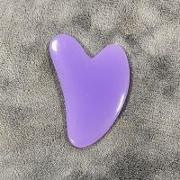 Massager for face Gua sha Natural Resin Bianstone jade Gua sha Body Massage Scraper Gouache scraper Beauty Health Guasha Board (Color: Purple Resin)