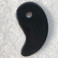 Massager for face Gua sha Natural Resin Bianstone jade Gua sha Body Massage Scraper Gouache scraper Beauty Health Guasha Board (Color: Black Resin)