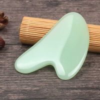Massager for face Gua sha Natural Resin Bianstone jade Gua sha Body Massage Scraper Gouache scraper Beauty Health Guasha Board (Color: Light green jade)