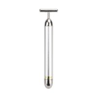 24k Golden Facial Roller Massager T Shape Vibrating Face Lifting Energy Beauty Bar Body Skin Massage Device Face Care Tools (Color: T sliver)