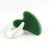 Massager for face Gua sha Natural Resin Bianstone jade Gua sha Body Massage Scraper Gouache scraper Beauty Health Guasha Board (Color: Dark green jade)
