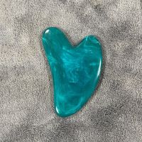 Massager for face Gua sha Natural Resin Bianstone jade Gua sha Body Massage Scraper Gouache scraper Beauty Health Guasha Board (Color: Blue Resin)