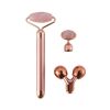 3 In 1 Electric Jade Roller Slimming Face Massage Lifting Vibrating Natural Rose Quartz Stone Facial Beauty Tool With Packaging