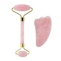 Rose Quartz Face Jade Roller Massagers Guasha Set Gua Sha Tools Natural Stone Gouache Scraper For Facial Massage Beauty Tool (Color: Type 11)
