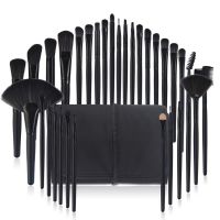 32 Pcs Soft Makeup Brushes Set Beauty Brushes Cosmetic Tools Kit Pouch Eye Shadow Foundation Powder Eyeliner Eyelash Lip Makeup (Handle Color: black)