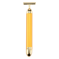 24k Golden Facial Roller Massager T Shape Vibrating Face Lifting Energy Beauty Bar Body Skin Massage Device Face Care Tools (Color: T Gold)