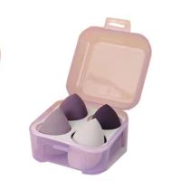 4PCS Soft Cute Beauty Egg Set Portable Colorful Foundation Puff Dry Wet Use Gourd Water Drop Cosmetic Puff (Color: Purple)
