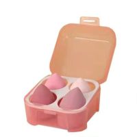 4PCS Soft Cute Beauty Egg Set Portable Colorful Foundation Puff Dry Wet Use Gourd Water Drop Cosmetic Puff (Color: Pink)