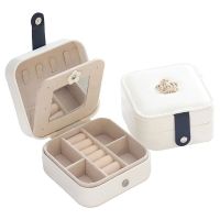 Portable Travel Leather Jewelry Organizer Display Earrings Rings Necklace Storage Case Jewellery Box for Women Girls Gifts (Color: W)