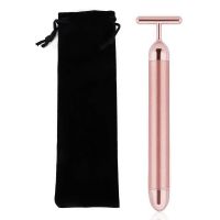 Ultrasonic 24K Beauty Bar Face Lift Massager Face Skin SPA Massager Stick Skin Tightening Slimming Wrinkle Removal Facial Tools (Color: T Pink)