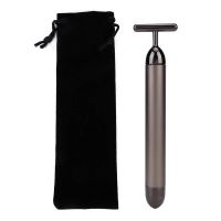 Ultrasonic 24K Beauty Bar Face Lift Massager Face Skin SPA Massager Stick Skin Tightening Slimming Wrinkle Removal Facial Tools (Color: T Black)