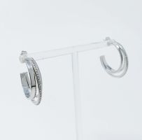 Irene Dimensional Hoop Earrings (Color: Silver)