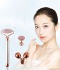 3 In 1 Electric Jade Roller Slimming Face Massage Lifting Vibrating Natural Rose Quartz Stone Facial Beauty Tool With Packaging